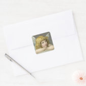 Angel op een cloud vierkante sticker (Envelop)