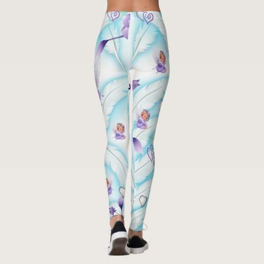 Angel Paarse Hearts Leggings (Achterkant)