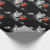 ANGEL PAINTING RED FLOWERS Black White Kerstmis Cadeaupapier (Hoek)