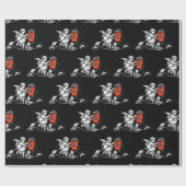 ANGEL PAINTING RED FLOWERS Black White Kerstmis Cadeaupapier (Vlak)