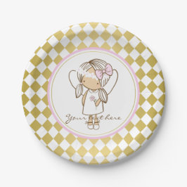 Angel Paper Borden-Gold en roze Papieren Bordje