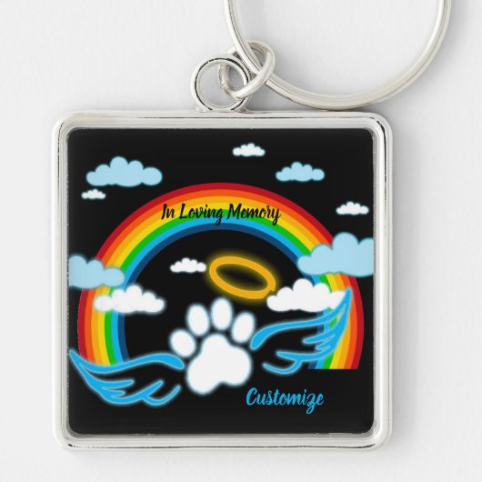 Angel Paws Rainbow Memorial Sleutelhanger (Voorkant)