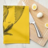 Angel, Pencil Art, geel zwart design Theedoek (Quarter Fold)