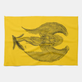 Angel, Pencil Art, geel zwart design Theedoek (Horizontaal)
