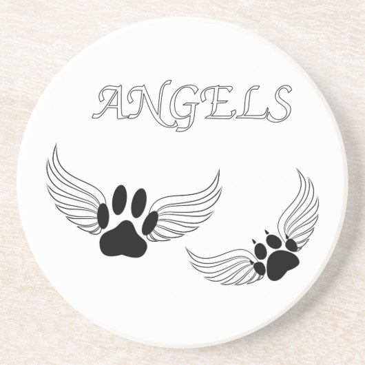 Angel Pet Paws Zandsteen Onderzetter (Voorkant)
