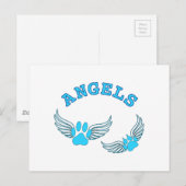 Angel Pet tekent in blauw Briefkaart (Voorkant / Achterkant)