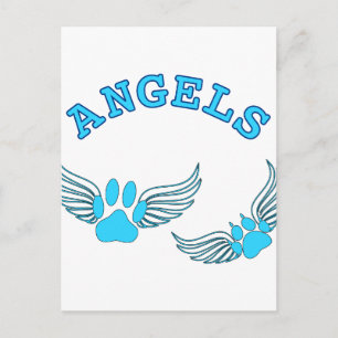 Angel Pet tekent in blauw Briefkaart