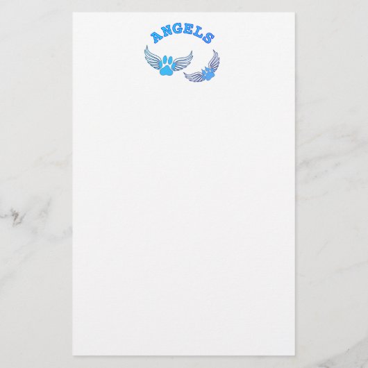 Angel Pet tekent in blauw Briefpapier (Achterkant)