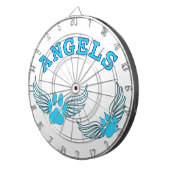 Angel Pet tekent in blauw Dartbord (Voorkant Rechts)