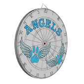Angel Pet tekent in blauw Dartbord (Voorkant Links)