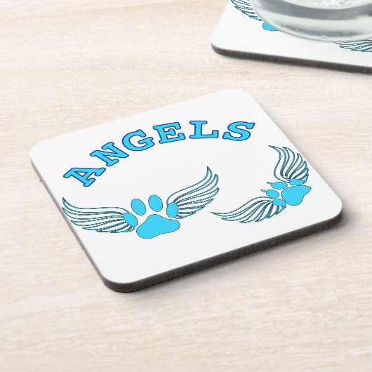 Angel Pet tekent in blauw Drankjes Onderzetter (Linkerzijde)