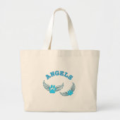 Angel Pet tekent in blauw Grote Tote Bag (Voorkant)