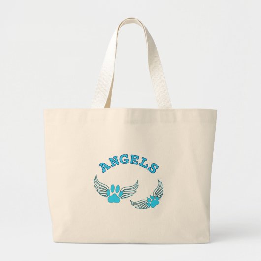 Angel Pet tekent in blauw Grote Tote Bag (Voorkant)