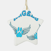 Angel Pet tekent in blauw Keramisch Ornament (Rechts)