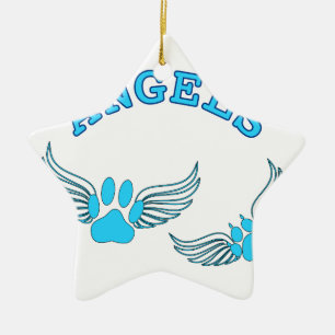 Angel Pet tekent in blauw Keramisch Ornament