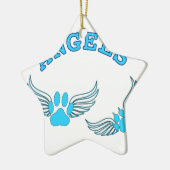 Angel Pet tekent in blauw Keramisch Ornament (Links)