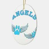 Angel Pet tekent in blauw Keramisch Ornament (Links)
