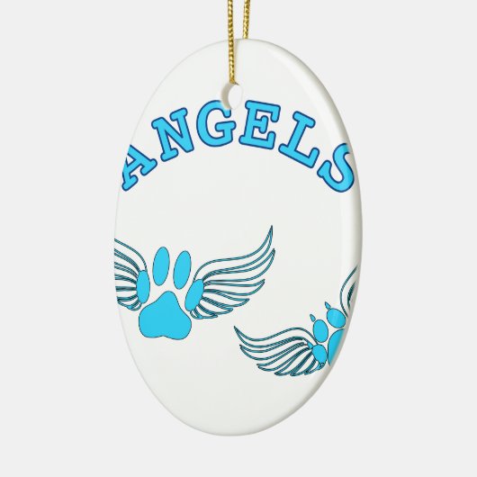 Angel Pet tekent in blauw Keramisch Ornament (Links)