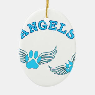 Angel Pet tekent in blauw Keramisch Ornament