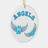 Angel Pet tekent in blauw Keramisch Ornament (Rechts)