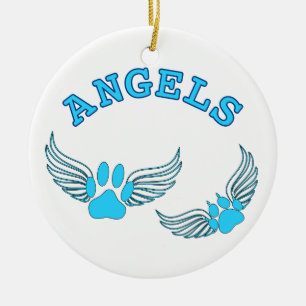 Angel Pet tekent in blauw Keramisch Ornament