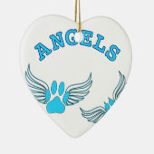 Angel Pet tekent in blauw Keramisch Ornament (Rechts)