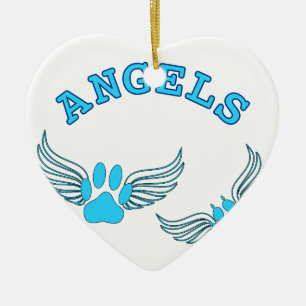 Angel Pet tekent in blauw Keramisch Ornament