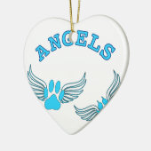 Angel Pet tekent in blauw Keramisch Ornament (Links)