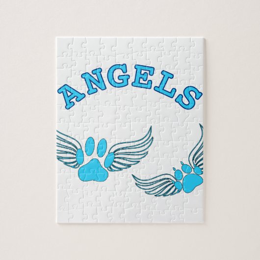 Angel Pet tekent in blauw Legpuzzel (Verticaal)