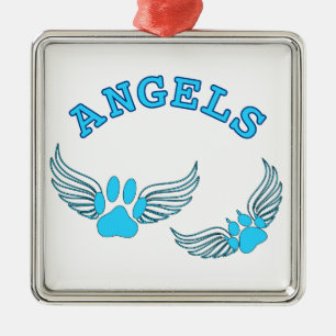 Angel Pet tekent in blauw Metalen Ornament