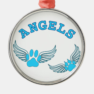 Angel Pet tekent in blauw Metalen Ornament