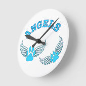 Angel Pet tekent in blauw Ronde Klok (Hoek)