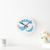 Angel Pet tekent in blauw Ronde Klok (Huis)