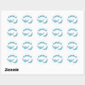 Angel Pet tekent in blauw Ronde Sticker (Vel)