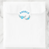 Angel Pet tekent in blauw Ronde Sticker (Tas)