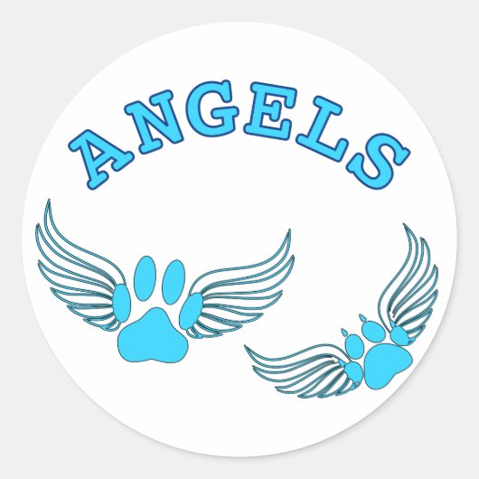 Angel Pet tekent in blauw Ronde Sticker (Voorkant)