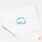 Angel Pet tekent in blauw Ronde Sticker (Envelop)