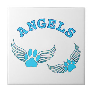 Angel Pet tekent in blauw Tegeltje