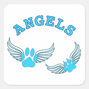 Angel Pet tekent in blauw Vierkante Sticker
