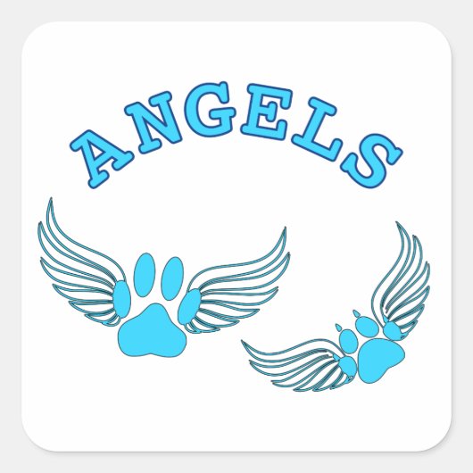 Angel Pet tekent in blauw Vierkante Sticker (Voorkant)