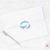 Angel Pet tekent in blauw Vierkante Sticker (Envelop)