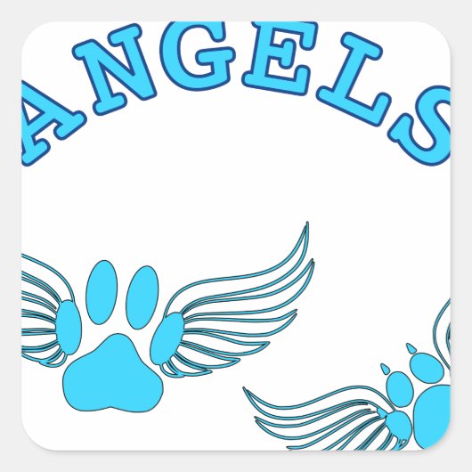 Angel Pet tekent in blauw Vierkante Sticker (Voorkant)