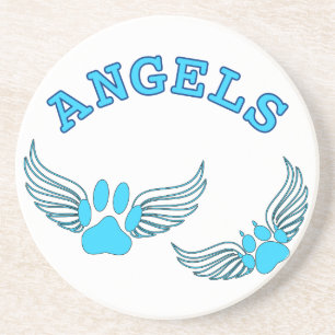 Angel Pet tekent in blauw Zandsteen Onderzetter