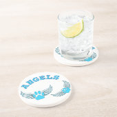 Angel Pet tekent in blauw Zandsteen Onderzetter (Zijkant)