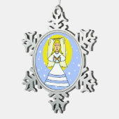 Angel Pewter-kerstversiering Tin Sneeuwvlok Ornament (Rechts)