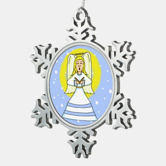 Angel Pewter-kerstversiering Tin Sneeuwvlok Ornament (Rechts)