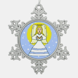 Angel Pewter-kerstversiering Tin Sneeuwvlok Ornament