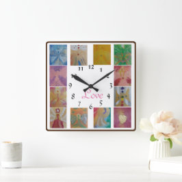 Angel Photo Collage Love Family Wanduhr Vierkante Klok