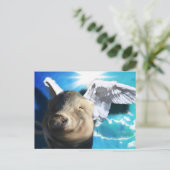 Angel Pig Briefkaart (Staand voorkant)