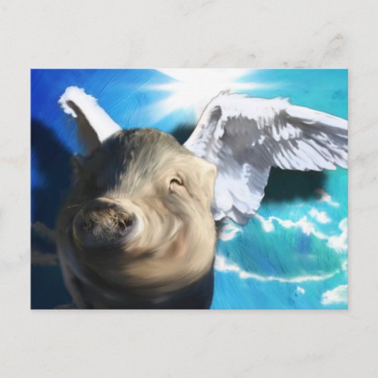 Angel Pig Briefkaart (Voorkant)